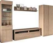 Meblościanki - BogFran Meblościanka RTV z szafą witryną Zestaw mebli do salonu dąb Sonoma REMI IV - miniaturka - grafika 1