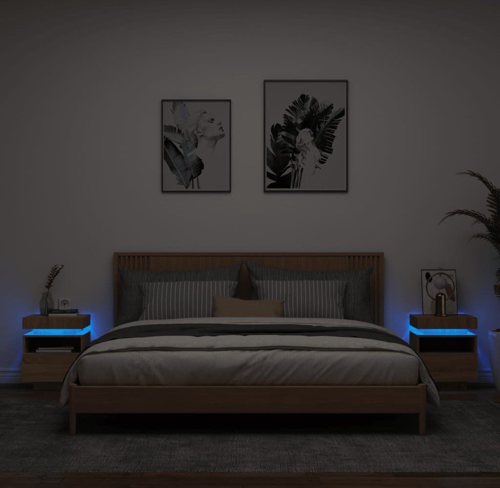 Szafki nocne z oświetleniem LED 2 szt. dąb sonoma 40x39x48,5 cm