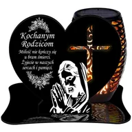 Lampiony i znicze - ZNICZ SOLARNY LED WIECZNY PODSTAWKA NA CMENTARZ GRÓB Krzyż EFEKT PŁOMIENIA DLA RODZICÓW - miniaturka - grafika 1