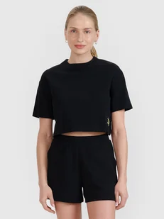 4F T-shirt crop top z waflowej dzianiny damski - czarny L - Koszulki i topy damskie 4F T-shirt crop top z waflowej dzianiny damski - czarny L - Koszulki i topy damskie - miniaturka - grafika 1