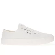 Buty sportowe męskie - Buty Tommy Hilfiger Lace-Up Canvas EM0EM01365-YBL - białe - miniaturka - grafika 1