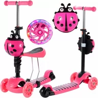 Hulajnogi - Hulajnoga Biedronka, Trójkołowa Balansowa z Święcącymi kółkami - Różowa - miniaturka - grafika 1