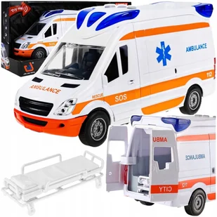Karetka Ambulans Dla Dzieci Pogotowie Napęd Światło Led Dźwięk Auto + Nosze - Samochody i pojazdy dla dzieci - miniaturka - grafika 1
