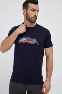 Koszulki męskie - Icebreaker t-shirt sportowy Tech Lite II kolor granatowy z nadrukiem - grafika 1