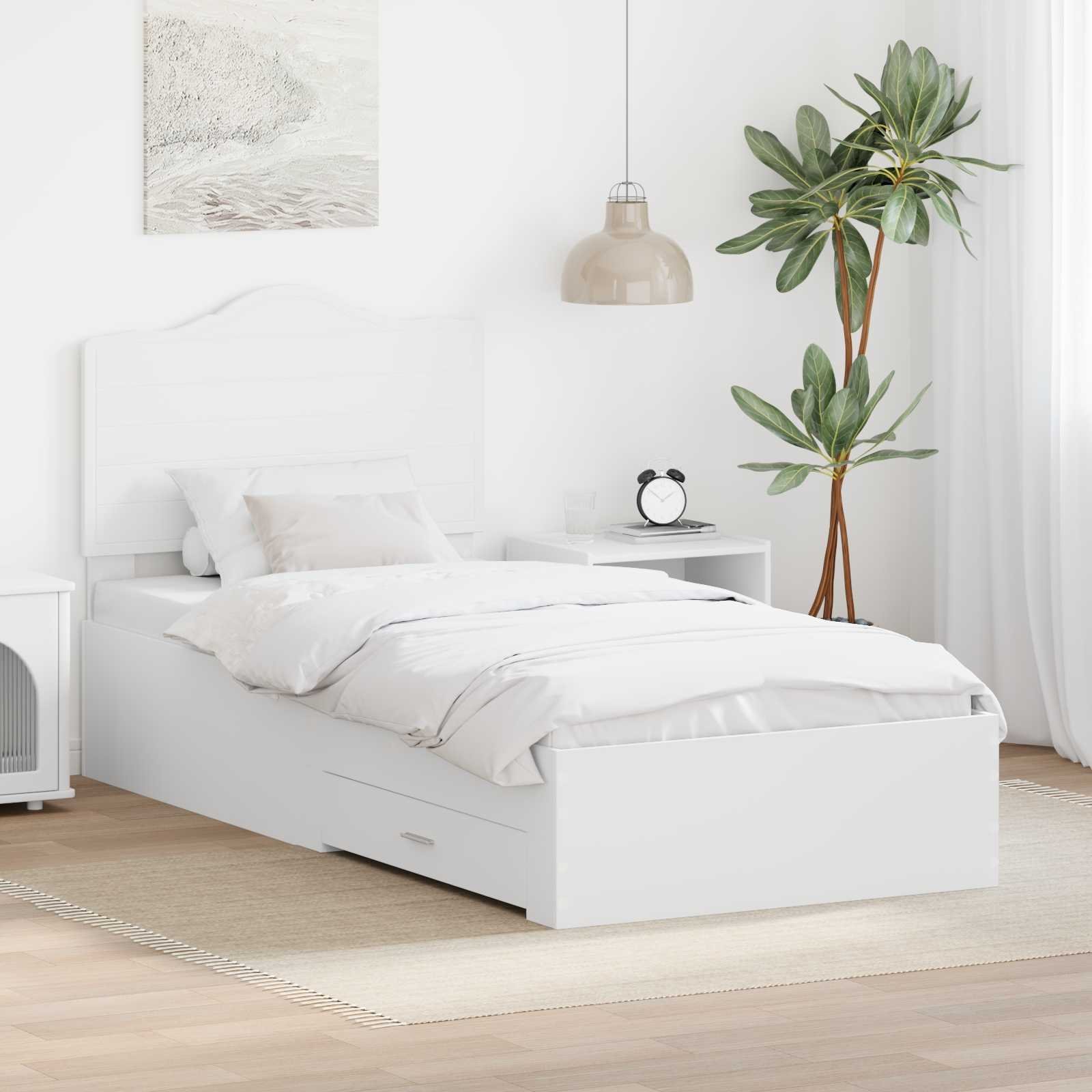 vidaXL Ramka łóżka Biały 90 x 190 cm Materiał drewnopochodny