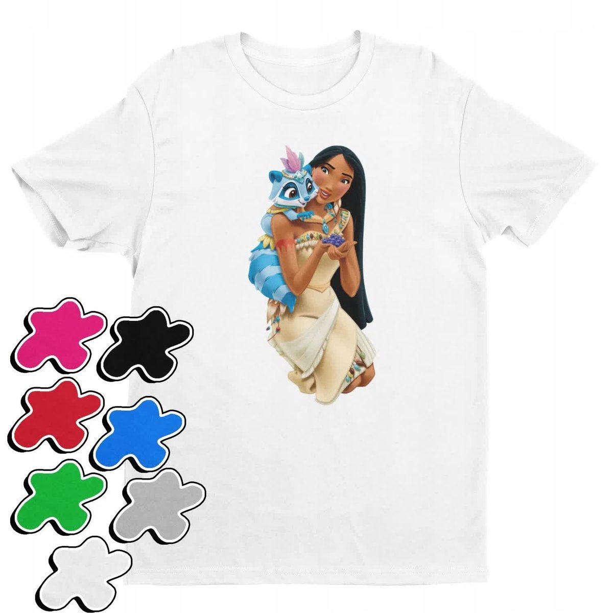 Koszulka T-Shirt Dziecięca Z Nadrukiem Księżniczki Pocahontas -M 134-140