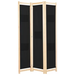 Parawan 3-panelowy, czarny, 120x170x4 cm, tkanina - Parawany - miniaturka - grafika 1