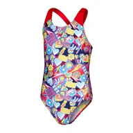 Stroje kąpielowe dla dziewczynek - Strój pływacki jednoczęściowy dziecięcy Speedo Digital Allover Splashback - miniaturka - grafika 1