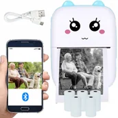 Drukarki kart i etykiet - DRUKUŚ MINI DRUKARKA PRZENOŚNA DO ZDJĘĆ NIEBIESKA+ 6 ROLEK - miniaturka - grafika 1