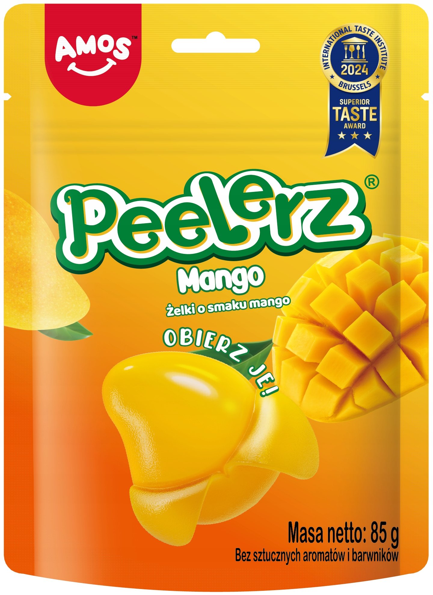 OWOCOWE ŻELKI AMOS PEELERZ MANGO ŻELKI DO OBIERANIA Z SOKIEM OWOCOWYM 85G