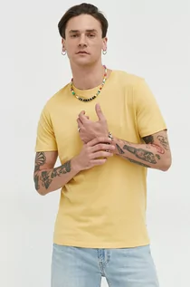 Koszulki męskie - Jack & Jones t-shirt bawełniany JJEORGANIC kolor żółty gładki 12156101 - grafika 1