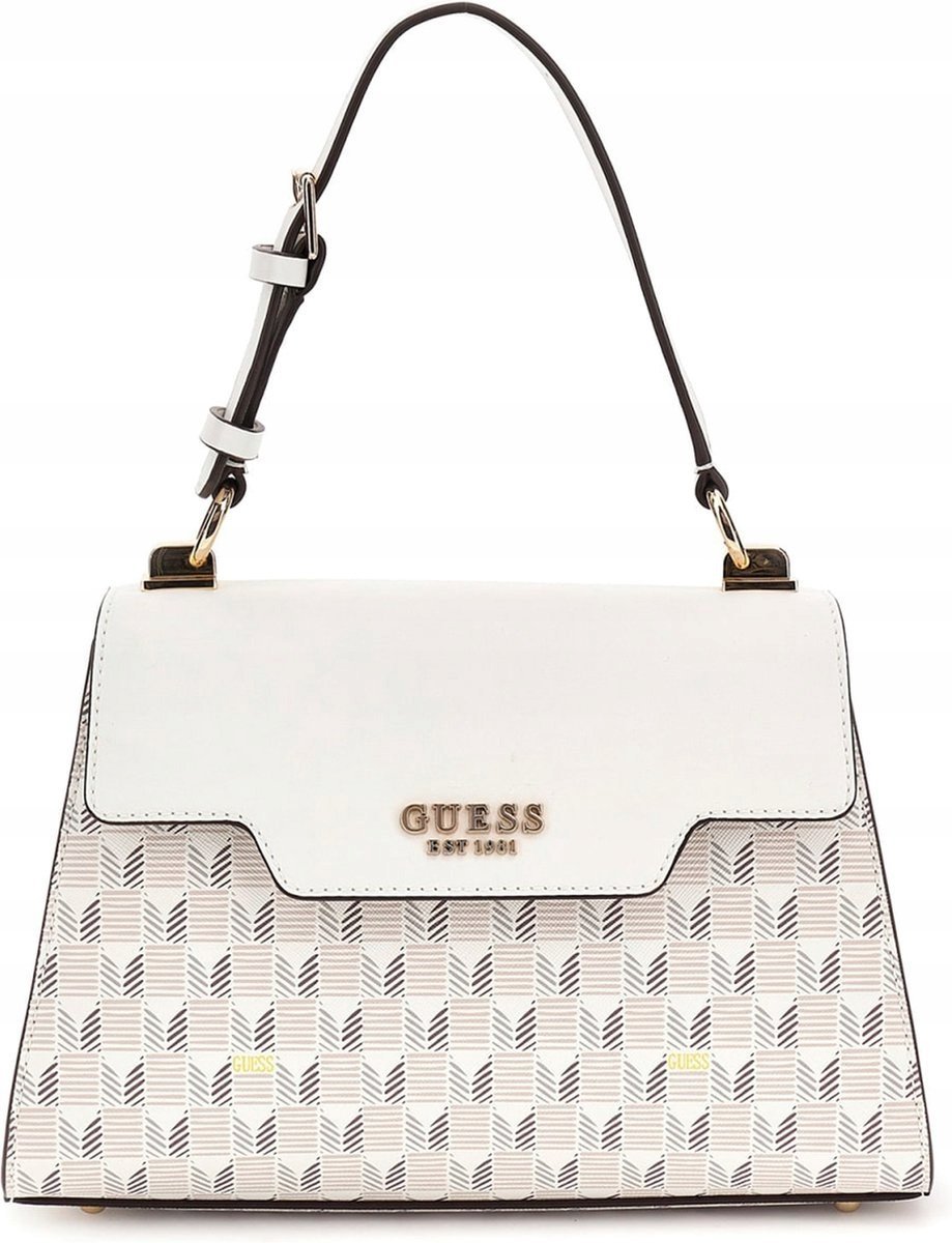 GUESS TOREBKA DAMSKA BIAŁA Z LOGO Z PASKIEM 28x20x10 1GŁA