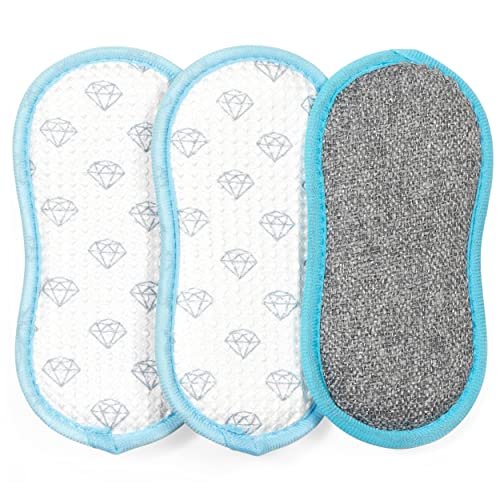 Beldray®LA086372UFEU7 AntiBac Crystal Clean Scrubber Cleaning Pads, 3 Pack, Streak Free Shine, Treated with Anti-Bac Protection, Perfect for Tableware, Pots, Pans and Glassware, Removes Tough Stains