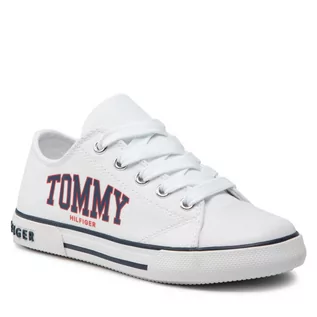 Buty dla chłopców - Trampki Tommy Hilfiger - Low Cut Lace-Up Sneaker T3X4-32208-1352 M White 100 - grafika 1