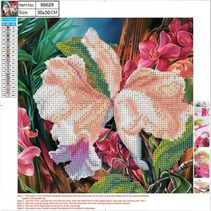 Mozaika diamentowa 5D KIT 30x30cm CENTRUM kwiat 89629 /0452-6302-93/ PP1016-KWIAT - Malowanie po numerach - miniaturka - grafika 2