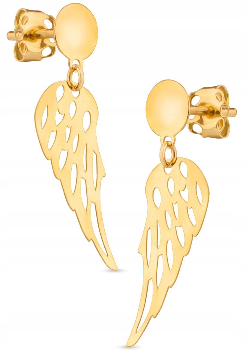 PIĘKNE ZŁOTE KOLCZYKI WISZĄCE SKRZYDŁA 333