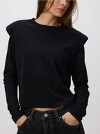 Moda i Uroda OUTLET - Reserved - Longsleeve z poduszkami na ramionach - czarny - miniaturka - grafika 1