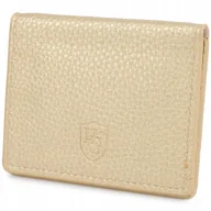 Etui na dokumenty i karty - Etui na wizytówki portfel na karty dokumenty Skóra Naturalna Złoty - miniaturka - grafika 1