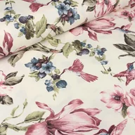 Obrusy i serwetki - Owalny obrus bawełniany plamoodporny z wzorem Kwiaty i Ptaki - miniaturka - grafika 1