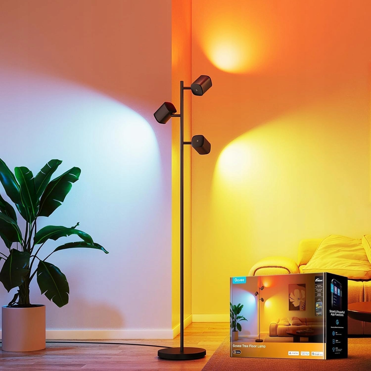 Lampa podłogowa Govee Govee 3-punktowa Lampa Stojąca LED RGBWW 1500lm Matter Alexa WiFi 157cm