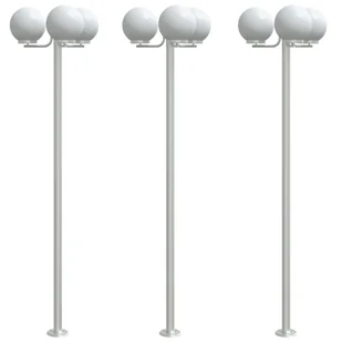 Stojące lampy ogrodowe, 3 szt, srebrne, 215 cm, stal nierdzewna - Lampy ogrodowe - miniaturka - grafika 1