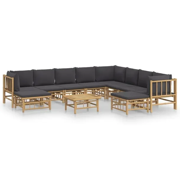 Zestaw Wypoczynkowy do Ogrodu z Bambusa, Stolik 55x65x30 cm, Sofa 69x69x65