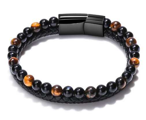 Skórzana bransoletka z kamieniem Tygrysie Oko 21cm