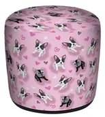 Fotele i pufy dla dzieci - Różowa okrągła pufa dziecięca w pieski M8-P25 - miniaturka - grafika 1