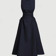 Sukienki - TEMU Elegancka letnia sukienka bez rękawów dla kobiet z wąsem w talii - oliwkowy zielony, kształt A, jednokolorowy, idealny na randki i imprezy - miniaturka - grafika 1