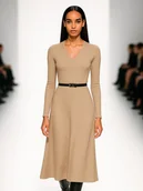 Sukienki - Sukienka beżowa YY300041 - miniaturka - grafika 1