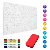Tablice i flipcharty - Allboards Tablica magnetyczna metalowa BIAŁA CEGŁA MUR CEGLANY 60x40cm MetalBoards blacha z nadrukiem na wszystkie rodzaje magnesów + zestaw akcesoriów GRATIS MB64_00031 - miniaturka - grafika 1