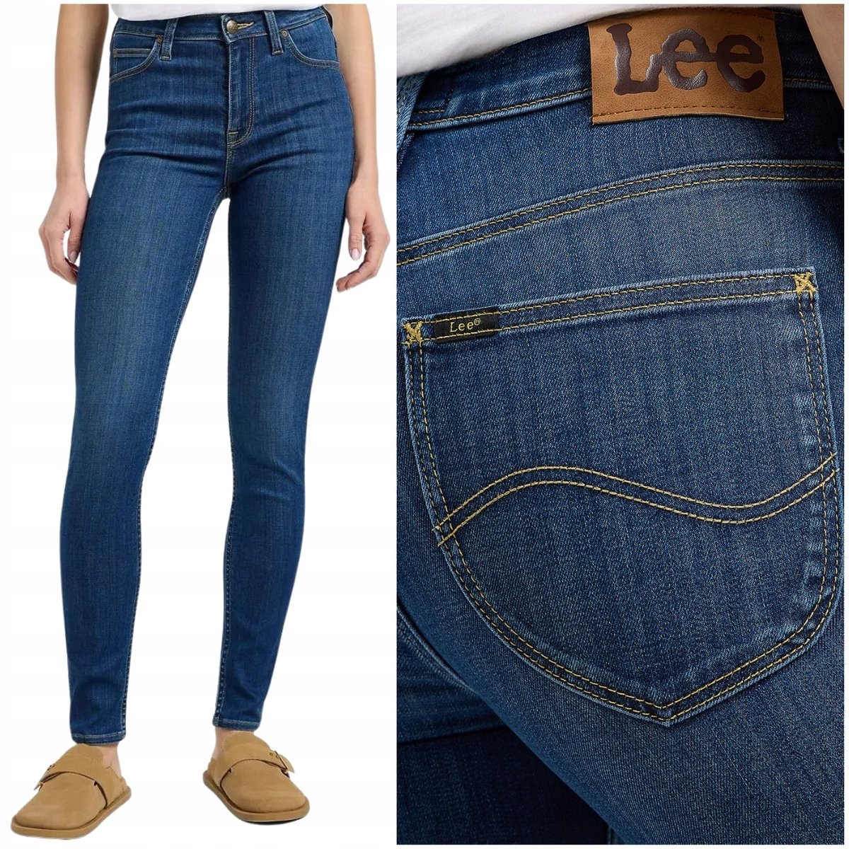 Lee Scarlett High Ivy Wash wysokie damskie spodnie jeansowe rurki W26 L31
