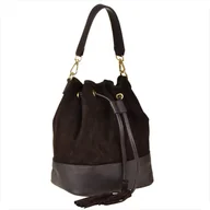 Plecaki worki - Borse in Pelle worek skóra naturalna zamsz brąz czekolada - miniaturka - grafika 1