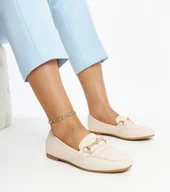 Mokasyny damskie - Jasnobeżowe ozdobne mokasyny Docherty-38 - miniaturka - grafika 1