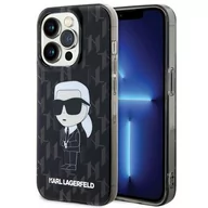 Etui i futerały do telefonów - Etui KARL LAGERFELD Monogram Ikonik do Apple iPhone 15 Pro Max Czarny - miniaturka - grafika 1