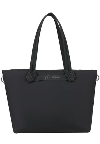 Fritzi Cloud Shopper ultralekka, wegańska damska torebka na zakupy, na co dzień, z zamkiem błyskawicznym, kieszeniami wewnętrznymi i kieszenią 29,5 x 37 x 13 cm, różowa, czarna, żółta, zielona, czarny