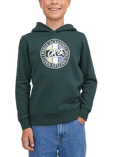 JACK&JONES JUNIOR Chłopięca bluza z kapturem Jorarthur Sweat Hood Sn Jnr, Magical Forest/Detail:jj Print, 128 - Bluzy dla chłopców - miniaturka - grafika 1