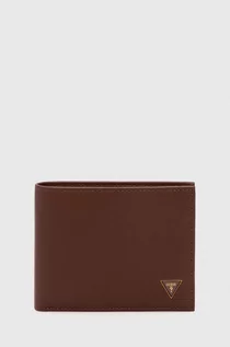 Portfele - Guess portfel skórzany męski kolor brązowy - grafika 1