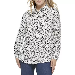KARL LAGERFELD Paris L2ga8518-whb-duża koszula damska, biała/czarna, duża, biały i czarny, L - Koszule damskie - miniaturka - grafika 1