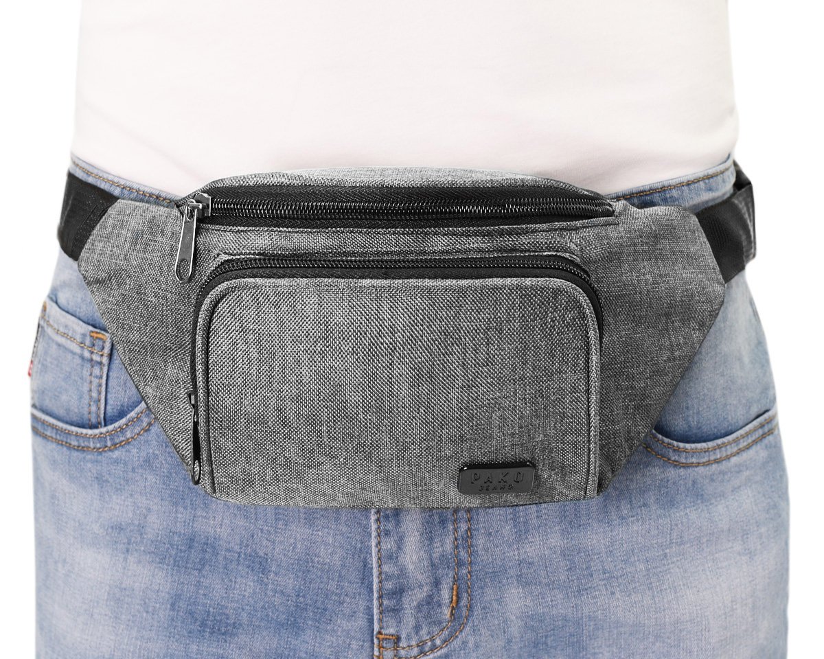 Sportowa Saszetka Na Pas Nerka Męska Biodrówka Szara Melanż Pako Jeans