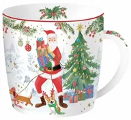 Ozdoby bożonarodzeniowe - KUBEK PORCELANOWY w PUSZCE Święty Mikołaj i Choinka JOYFUL SANTA - miniaturka - grafika 1