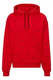 HUGO Męska bluza z kapturem Dortalezza Relaxed-Fit z bawełny Terry z ręcznie napisanym logo, Open Pink693, XXL - Bluzy męskie - miniaturka - grafika 1