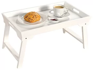 Kesper Elegancki stolik rozkładany w kolorze białym stolik drewniany biały stolik taca śniadaniowa taca do łóżka stolik na łóżko Kesper B07D18CB7N - Tace i patery - miniaturka - grafika 1