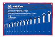 Zestawy narzędziowe - ZESTAW KLUCZY PŁASKO-OCZKOWYCH Z GRZECHOTKĄ JEDNOKIERUNKOWĄ 14cz. 8 - 24mm, ETUI King Tony - miniaturka - grafika 1