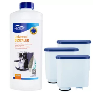 Zestaw do Ekspresu Philips Saeco, Filtr AL-Clean 3 szt, Odkamieniacz Uniwersalny Aqualogis 1L - Akcesoria i części do ekspresów do kawy - miniaturka - grafika 1