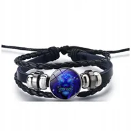 Bransoletki - Zodiakalna Bransoletka Lew Pleciona Regulowana Biżuteria Unisex - miniaturka - grafika 1