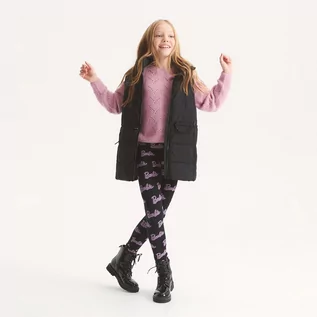 Spodnie i spodenki dla dziewczynek - Reserved - Bawełniane legginsy Barbie - Czarny - grafika 1