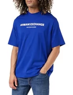 Bluzy męskie - Armani Exchange Męska bluza polo z krótkim rękawem, nadrukowane logo, bluza polo Cross Gender, niebieski, XXL - miniaturka - grafika 1