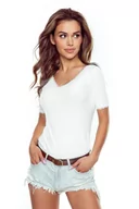 Koszulki i topy damskie - Koszulka damska t-shirt z koronką Daya Eldar biała  L - miniaturka - grafika 1