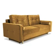 Sofy i kanapy - Sofa STELLA w kolorze miodowym z funkcją spania i pojemnikiem na pościel - miniaturka - grafika 1